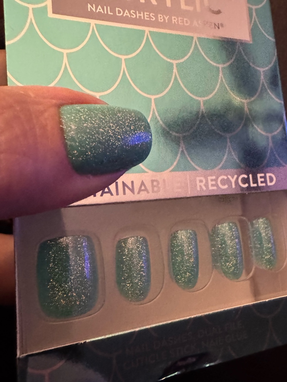 Red Aspen Acrylic press on nails Sav’s Seafoam spell
